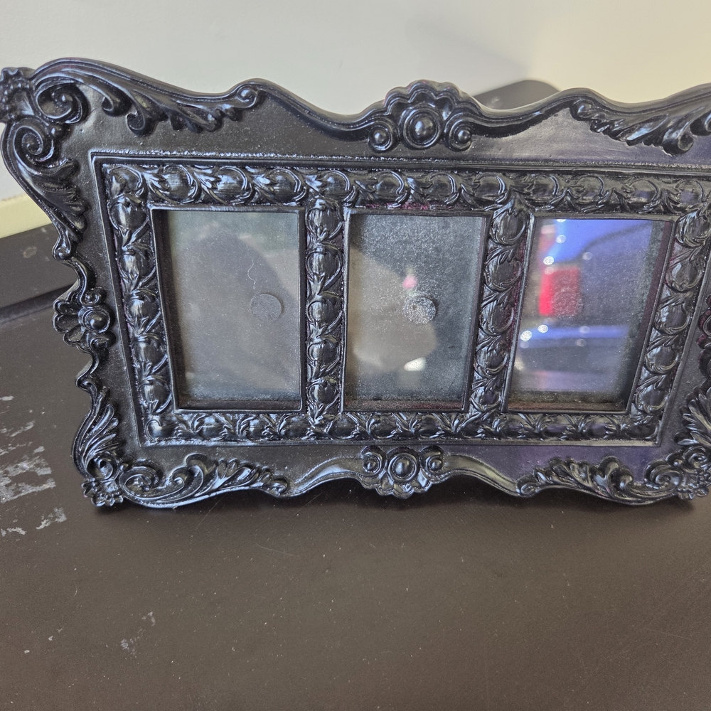 Elegant Black Triple Photo Frame